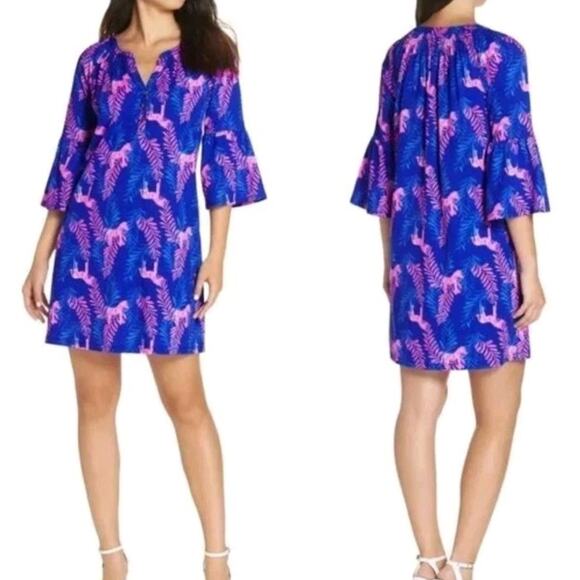 Lilly Pulitzer Teigen Tunic Dress in the Blue Dazzle Zebra Print Size Small - Picture 11 of 11